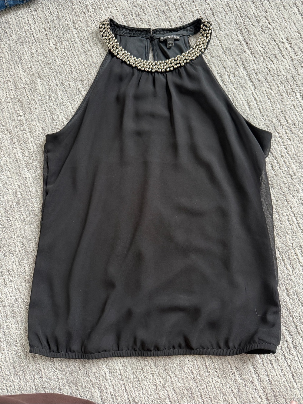 Express Black Jeweled Halter Camisole